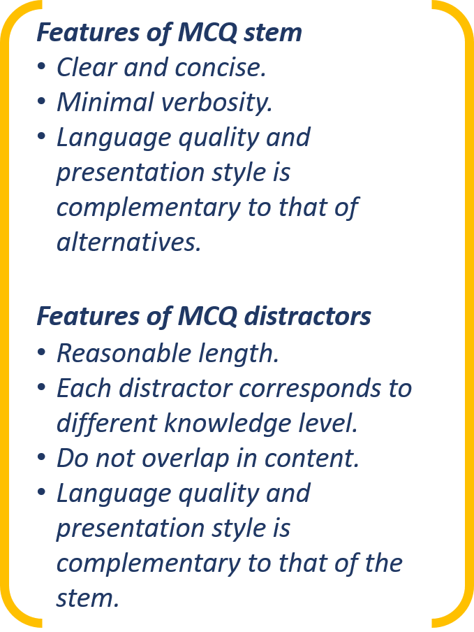 Features of MCQ STEM